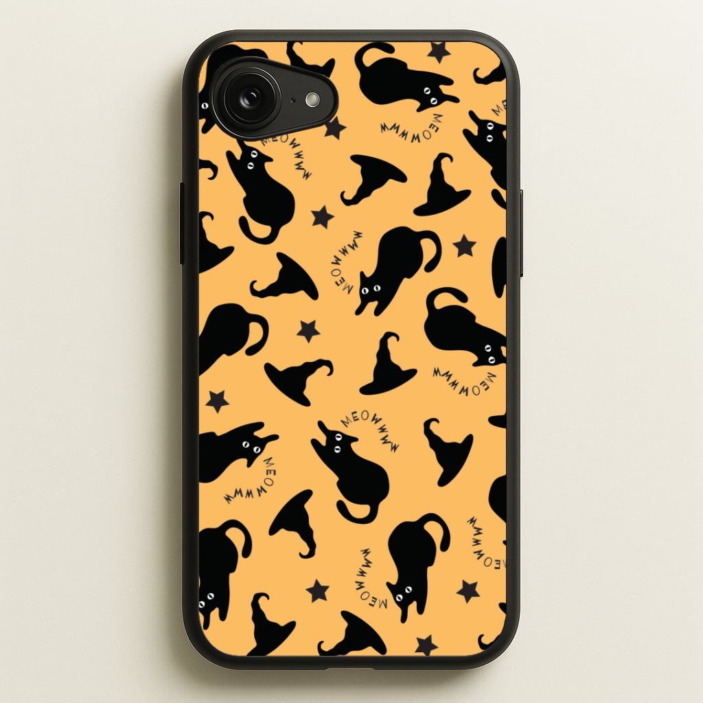 Black Cat And Hats Pattern iPhone 16e Case