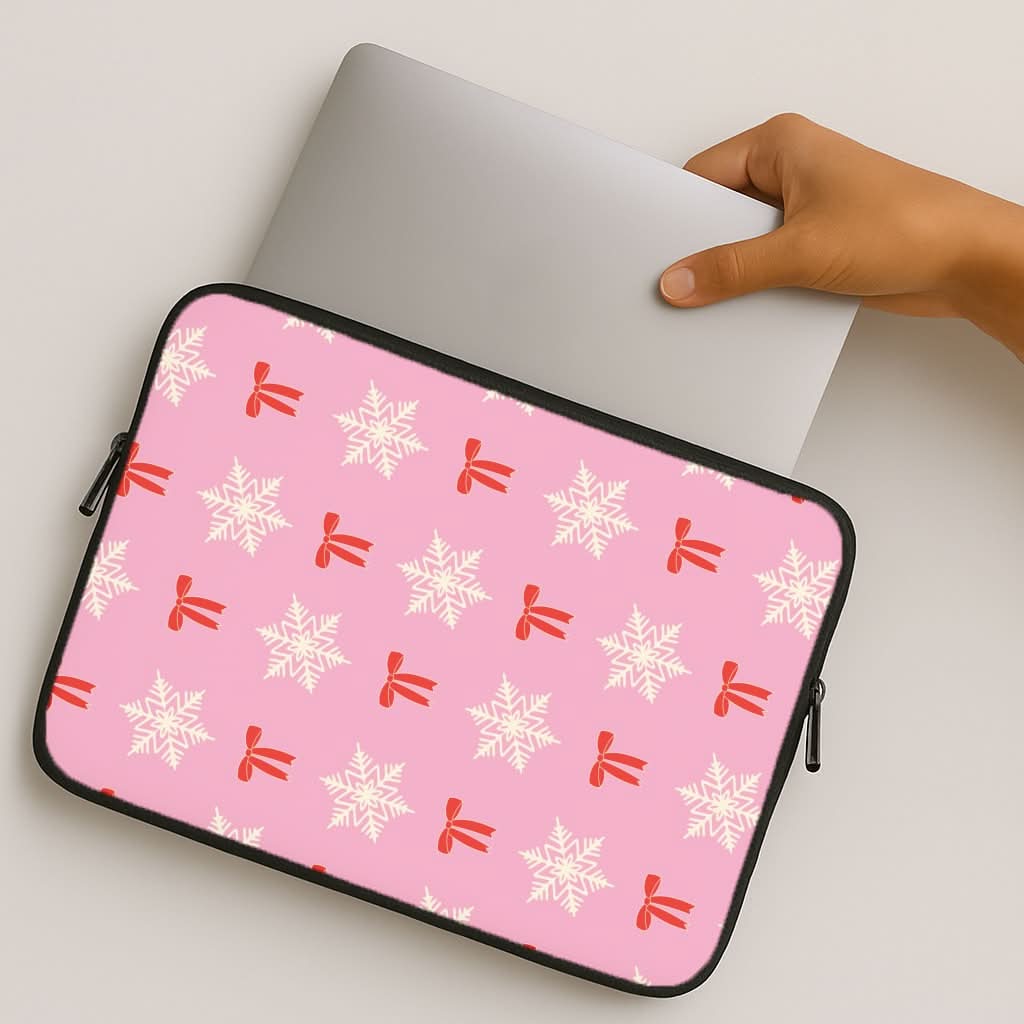 Coquette Bows And Snowflakes Pattern MacBook Cover