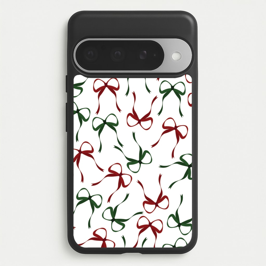 Red And Green Coquette Christmas Bows Pattern Google Pixel 10 Pro XL Case