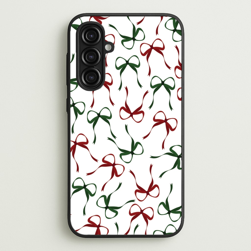 Red And Green Coquette Christmas Bows Pattern Galaxy A16 Case