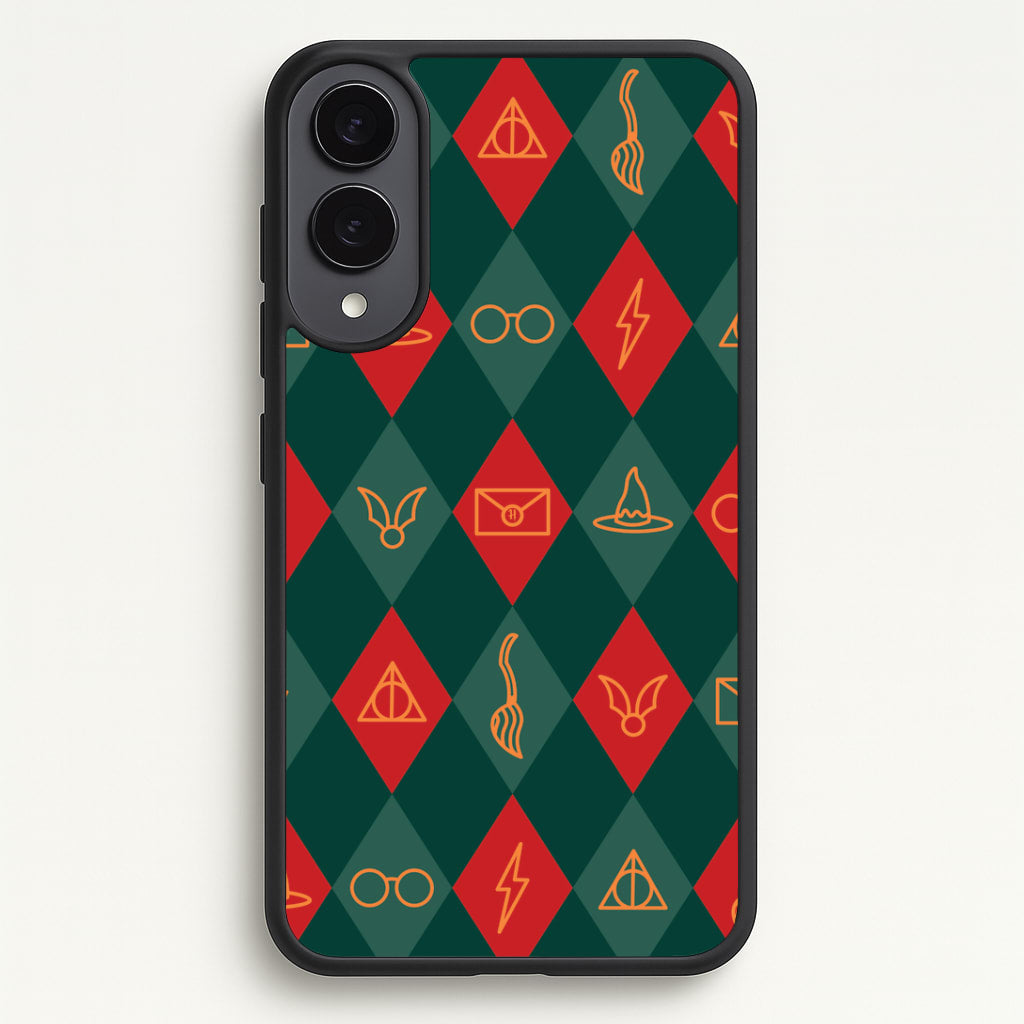 Christmas Wizard Icons Argyle Pattern Galaxy S25 Edge Case