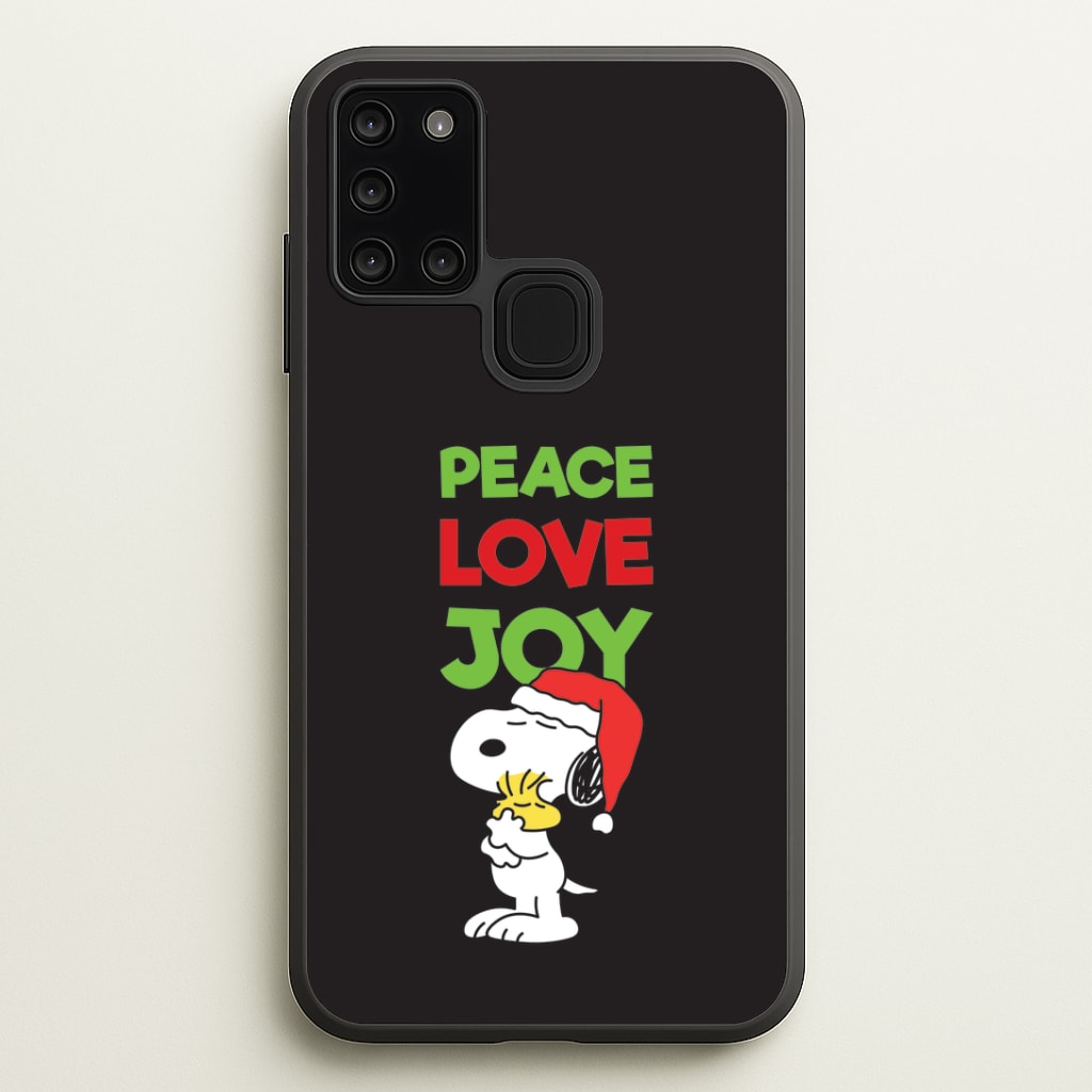 Peace, Love, Joy Christmas Cartoon Beagle Galaxy A21s Case