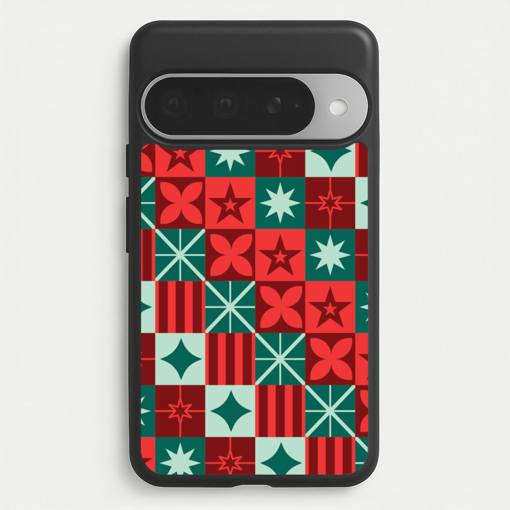 Geometric Square Christmas Pattern Google Pixel 10 Pro XL Case