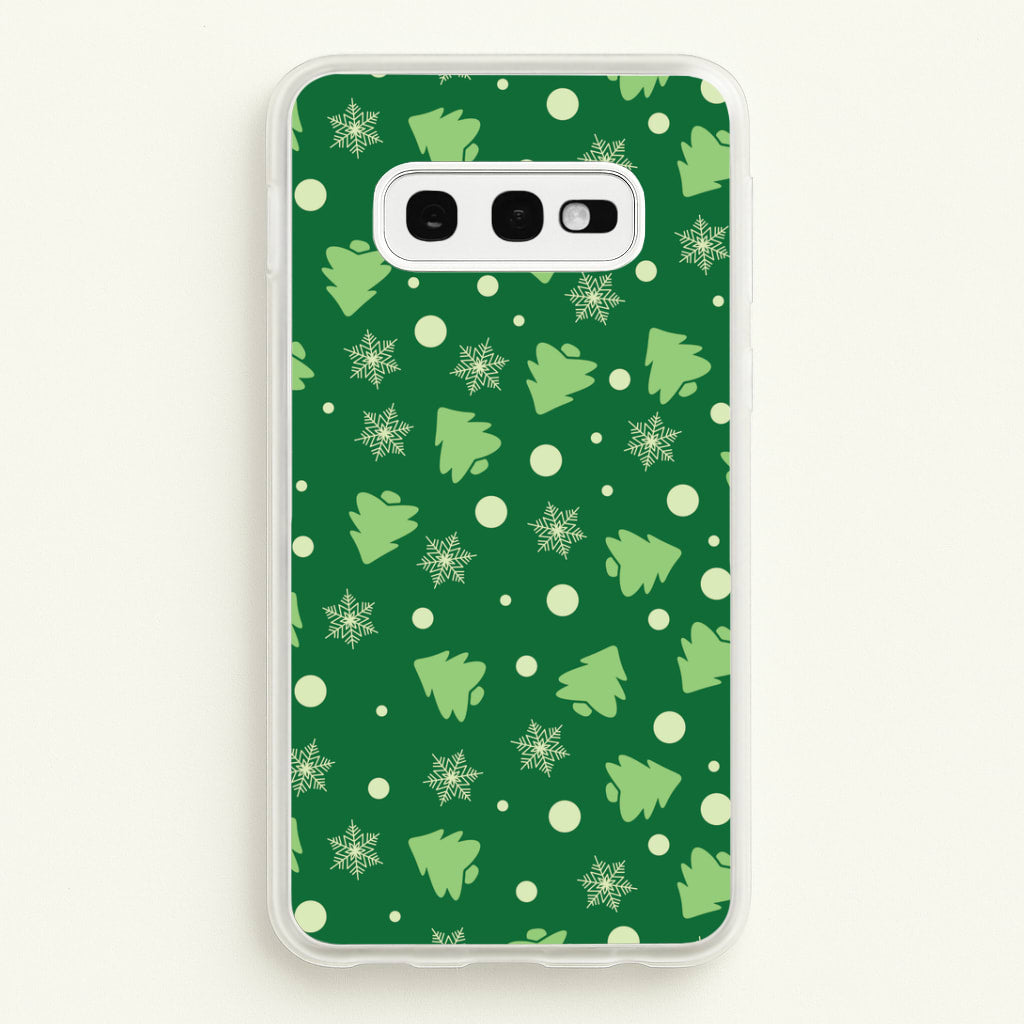 Cartoon Christmas Trees And Snowflakes Pattern Galaxy S10e Case
