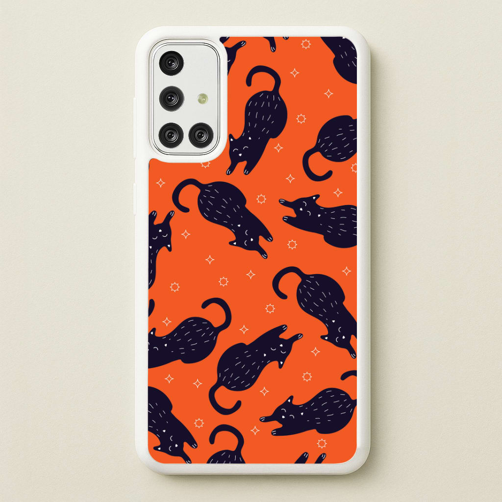 Black Cats And Stars Pattern Galaxy A71 Case