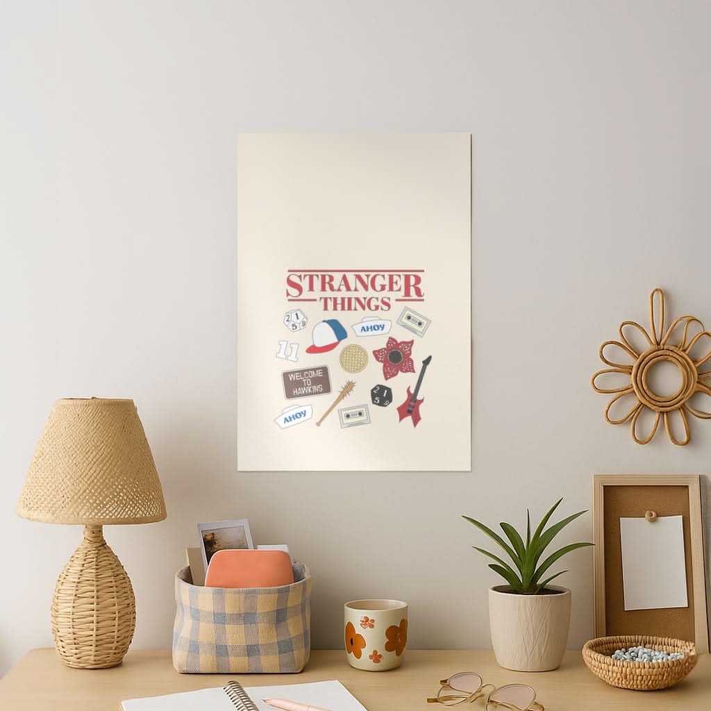 Stranger Things Cartoon Icons Art Print