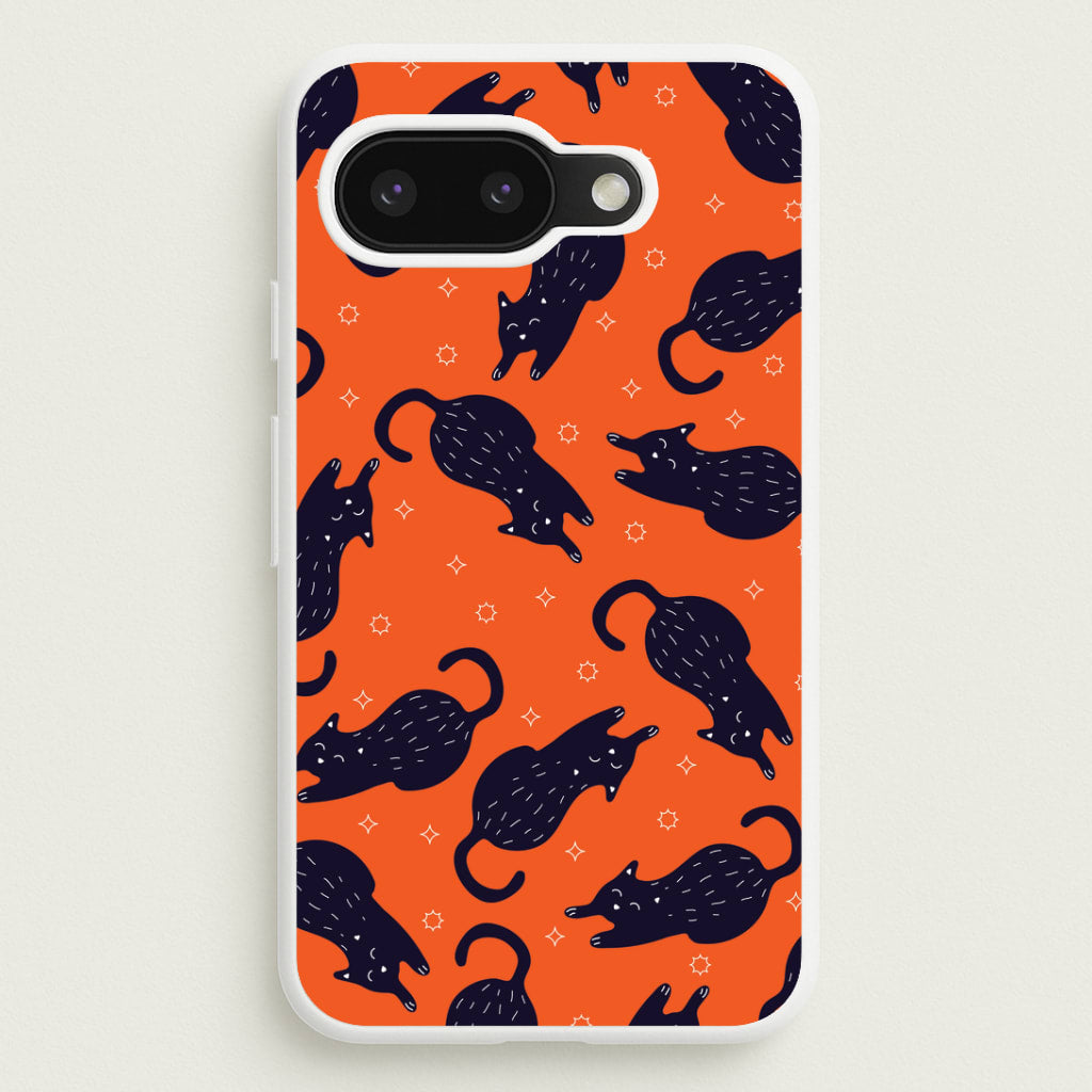 Black Cats And Stars Pattern Google Pixel 9a Case