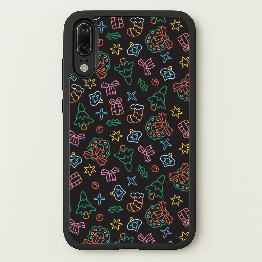 Neon Christmas Icons Pattern I Huawei P20 Case