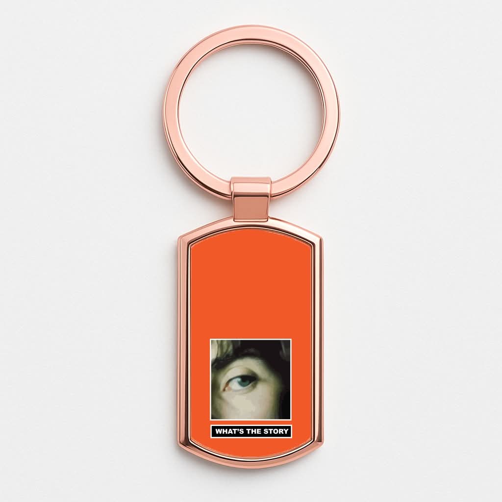 What's The Story Orange Rose Gold Keyring