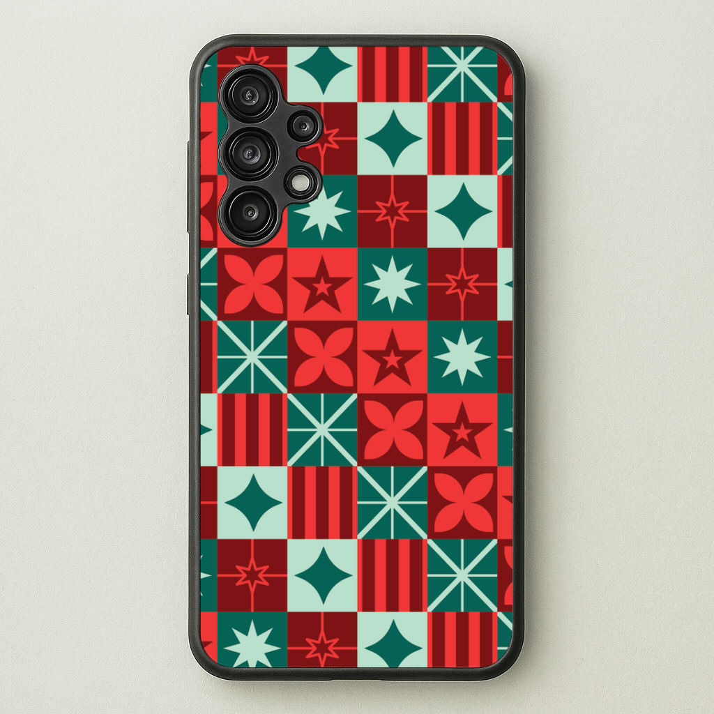 Geometric Square Christmas Pattern Galaxy A13 Case