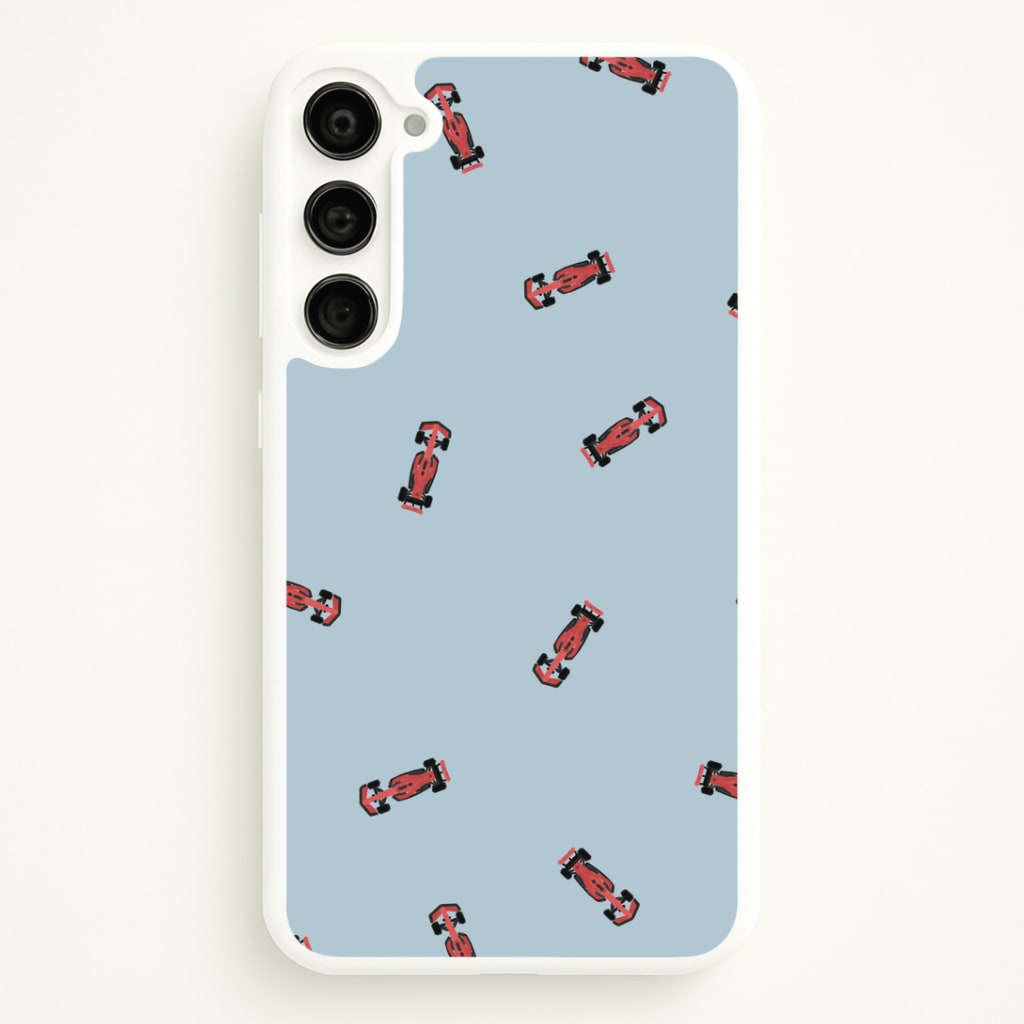 Race Cars Pattern Blue Galaxy S23 Plus Case