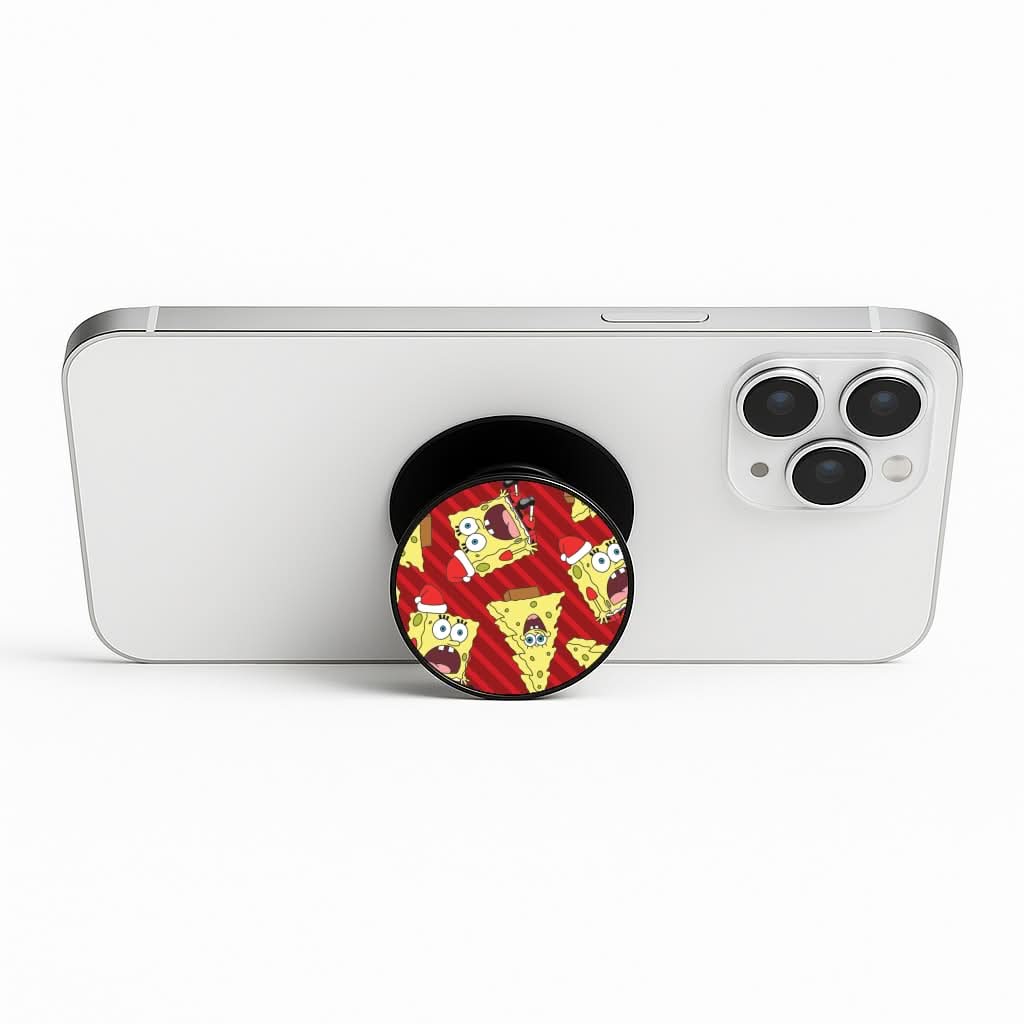 Christmas Cartoon Sponge Stripes Pattern Phone Stand