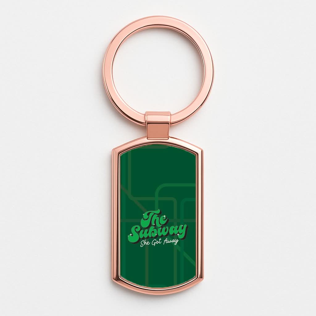 Subway Green Rose Gold Keyring