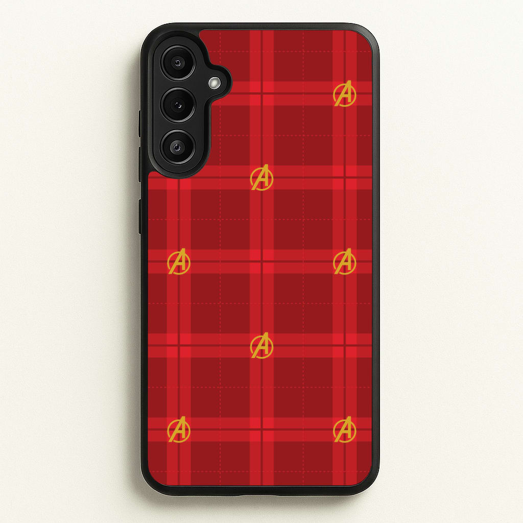 Superhero Team Red Tartan Pattern Galaxy A36 Case