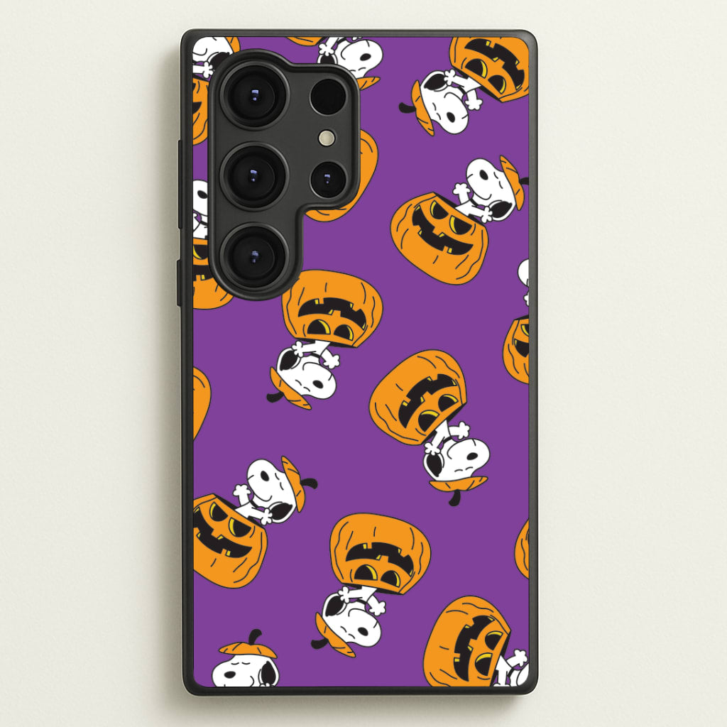 Cartoon Beagle Pumpkin Pattern Galaxy S25 Ultra Case