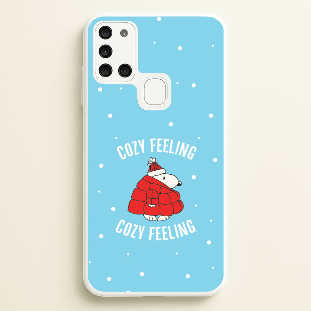 Cozy Feeling Cartoon Beagle Puffer Jacket Galaxy A21s Case
