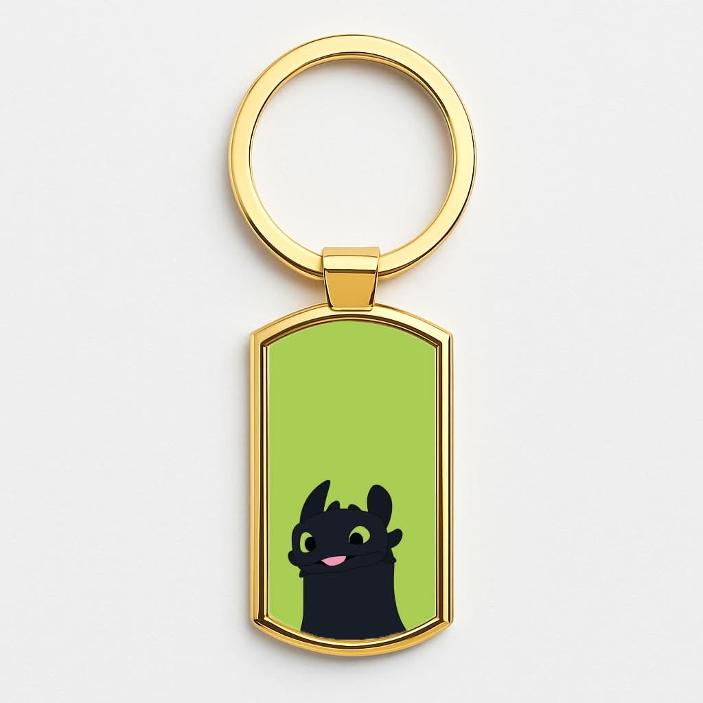 Black Fury Dragon Gold Keyring