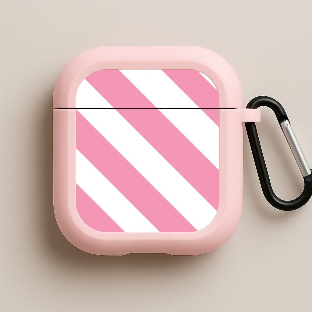 Candy Cane Stripes Pink AirPods Case