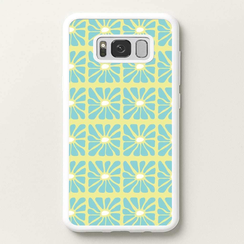 Square Abstract Flowers Blue Galaxy S8 Plus Case