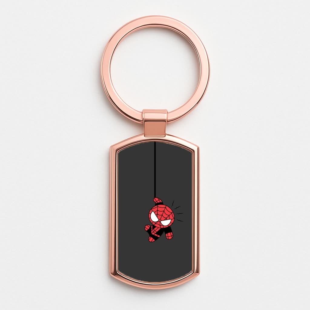 Gray Hanging Spider Hero Rose Gold Keyring