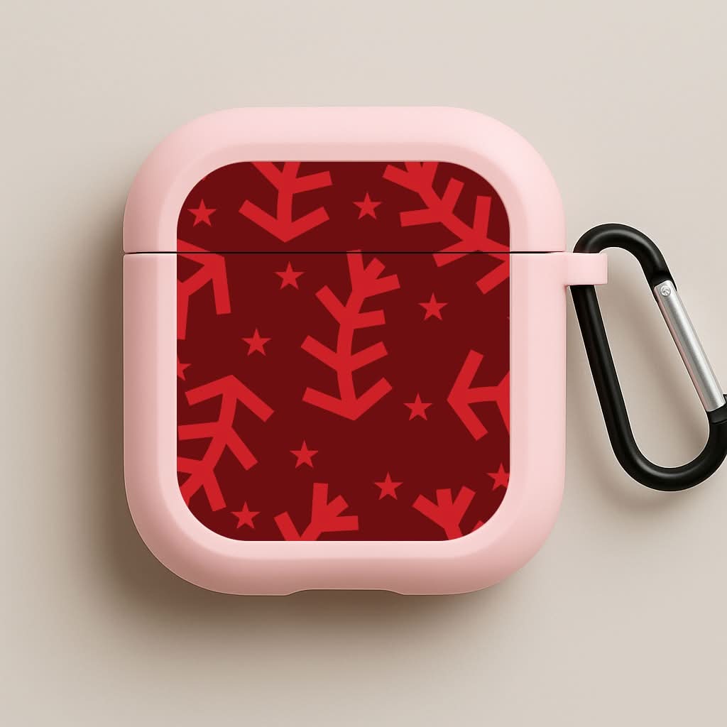 Abstract Ferns And Snowflakes Pattern Pink AirPods Case