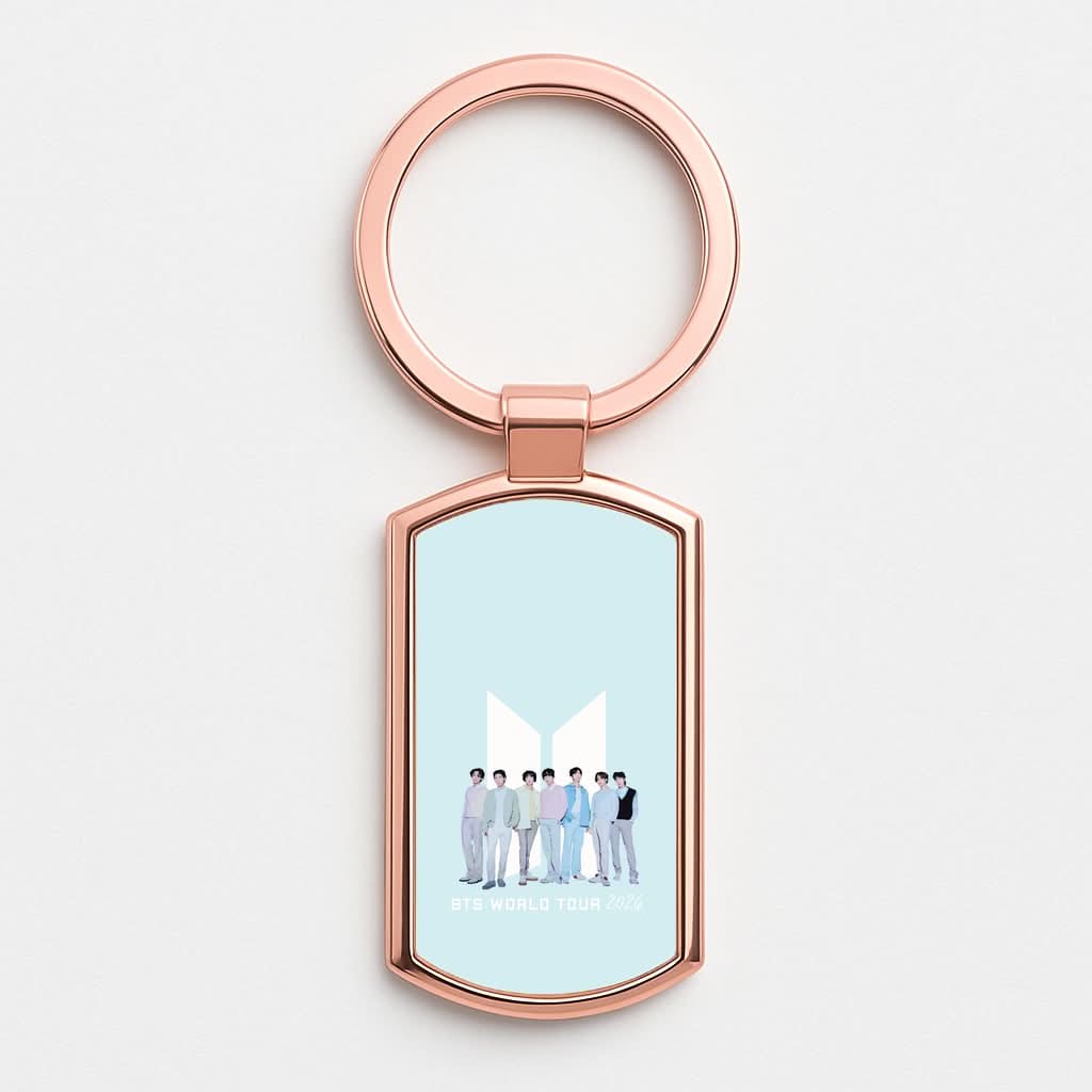 K-Pop Band Tour Pastel Blue Rose Gold Keyring