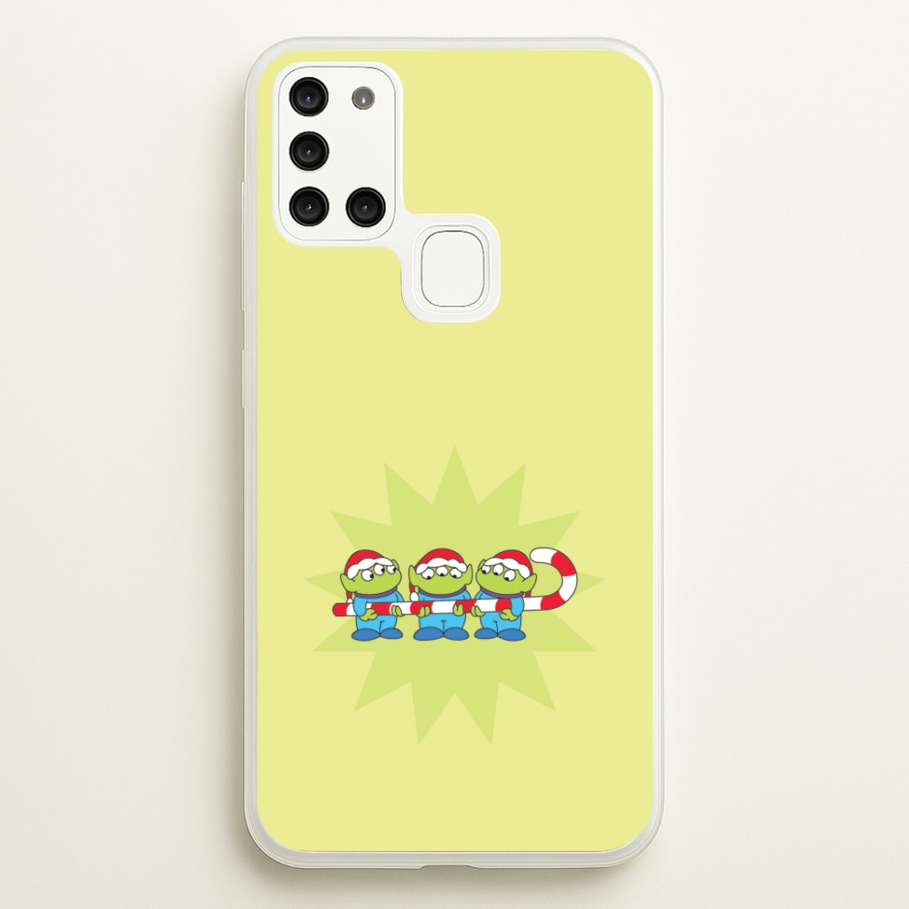 Cute Green Aliens Candycane Galaxy A21s Case