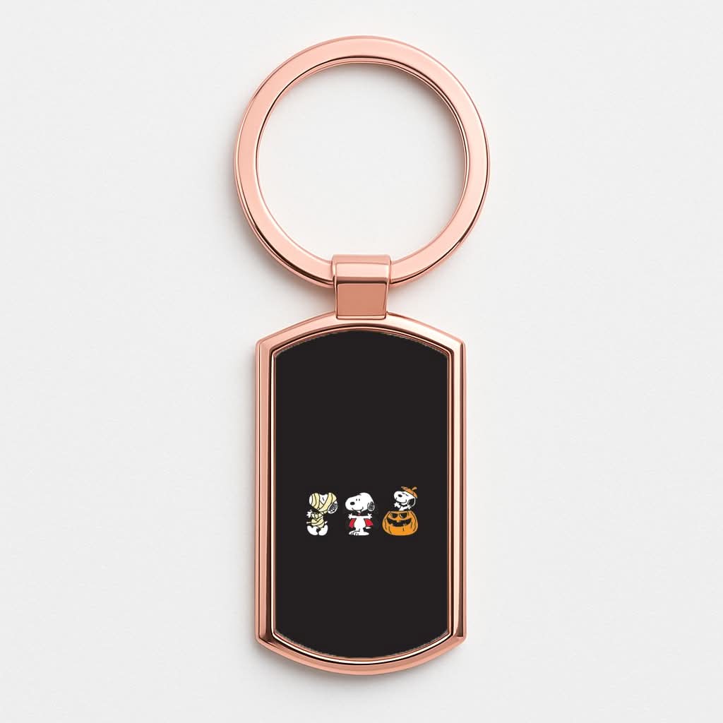 Cartoon Beagle Halloween Costumes Rose Gold Keyring