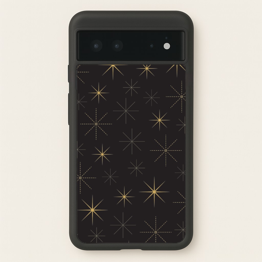 Christmas Gold Stars Pattern Google Pixel 6 Case