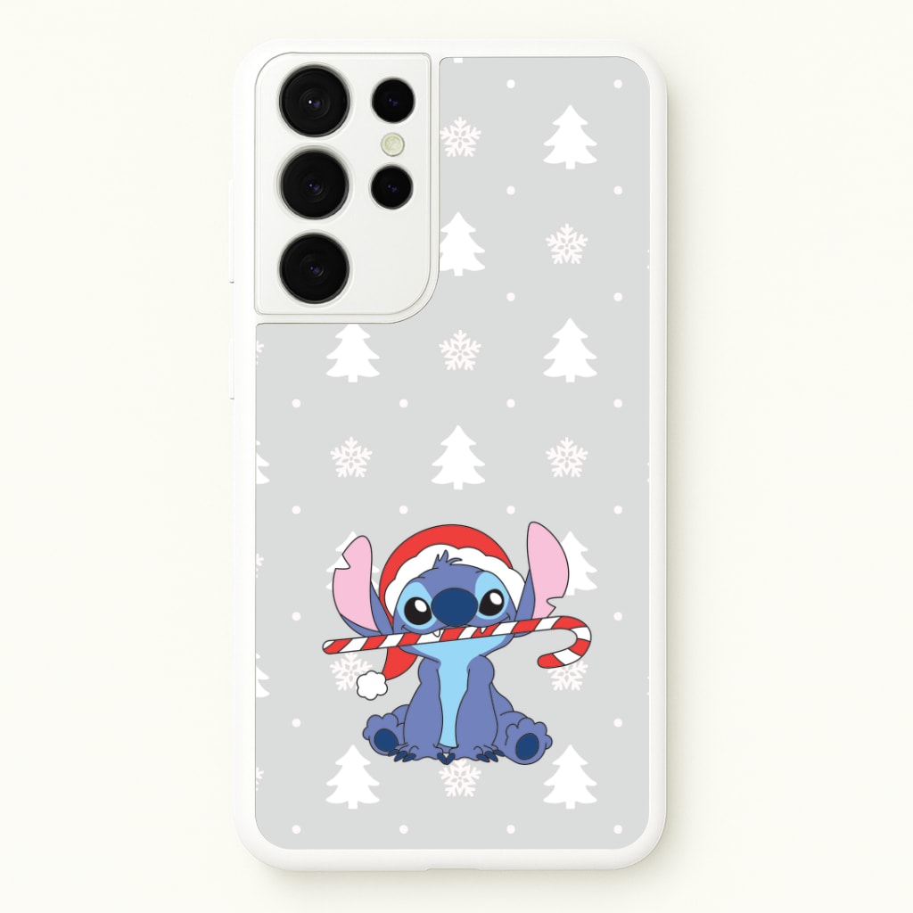 Cute Blue Alien Candycane Galaxy S21 Ultra Case