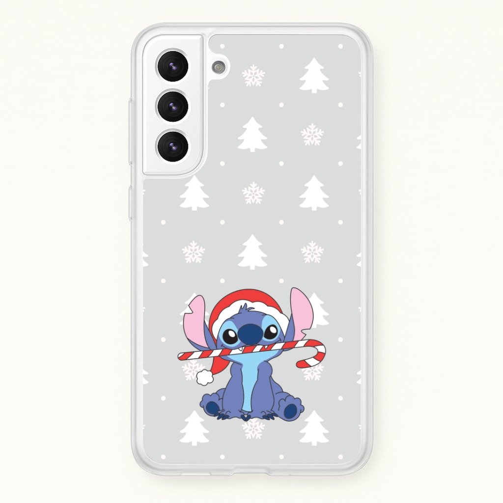 Cute Blue Alien Candycane Galaxy S22 Plus Case