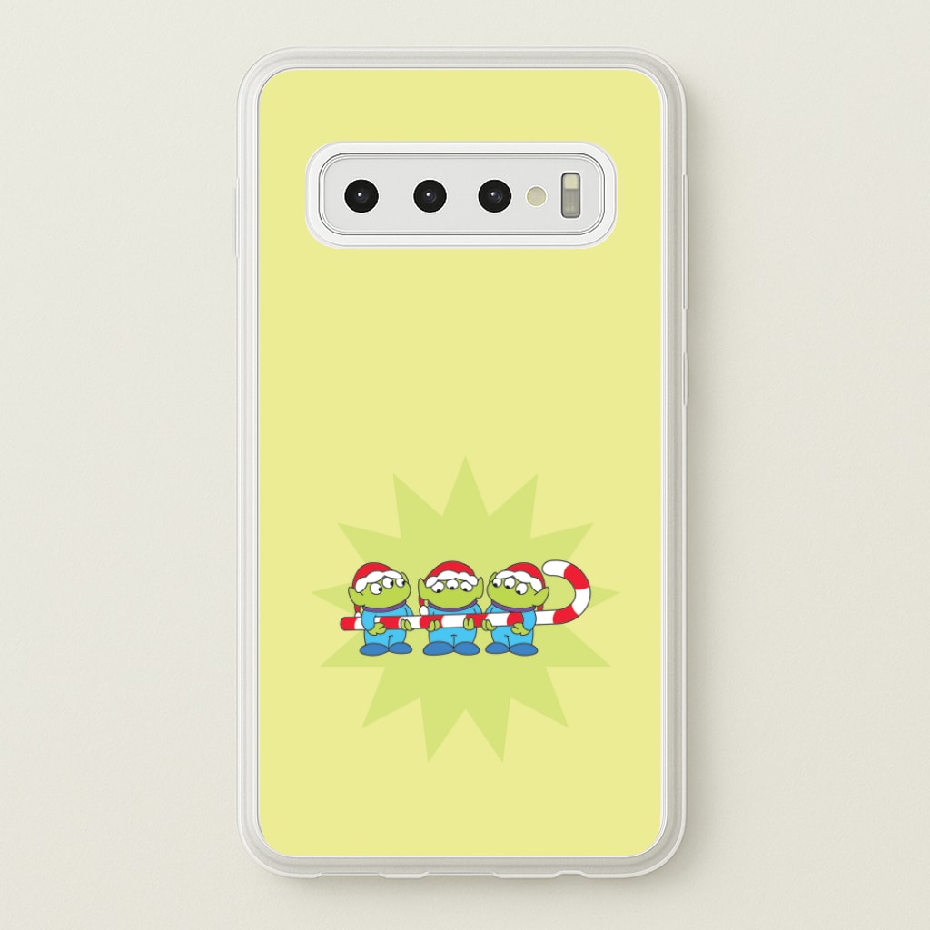 Cute Green Aliens Candycane Galaxy S10 Plus Case