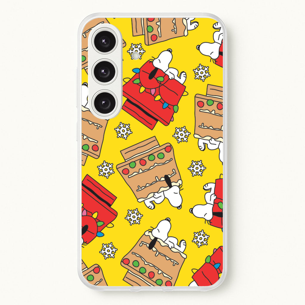 Cartoon Beagle Fairylights And Gingerbead Pattern Galaxy S25 Case
