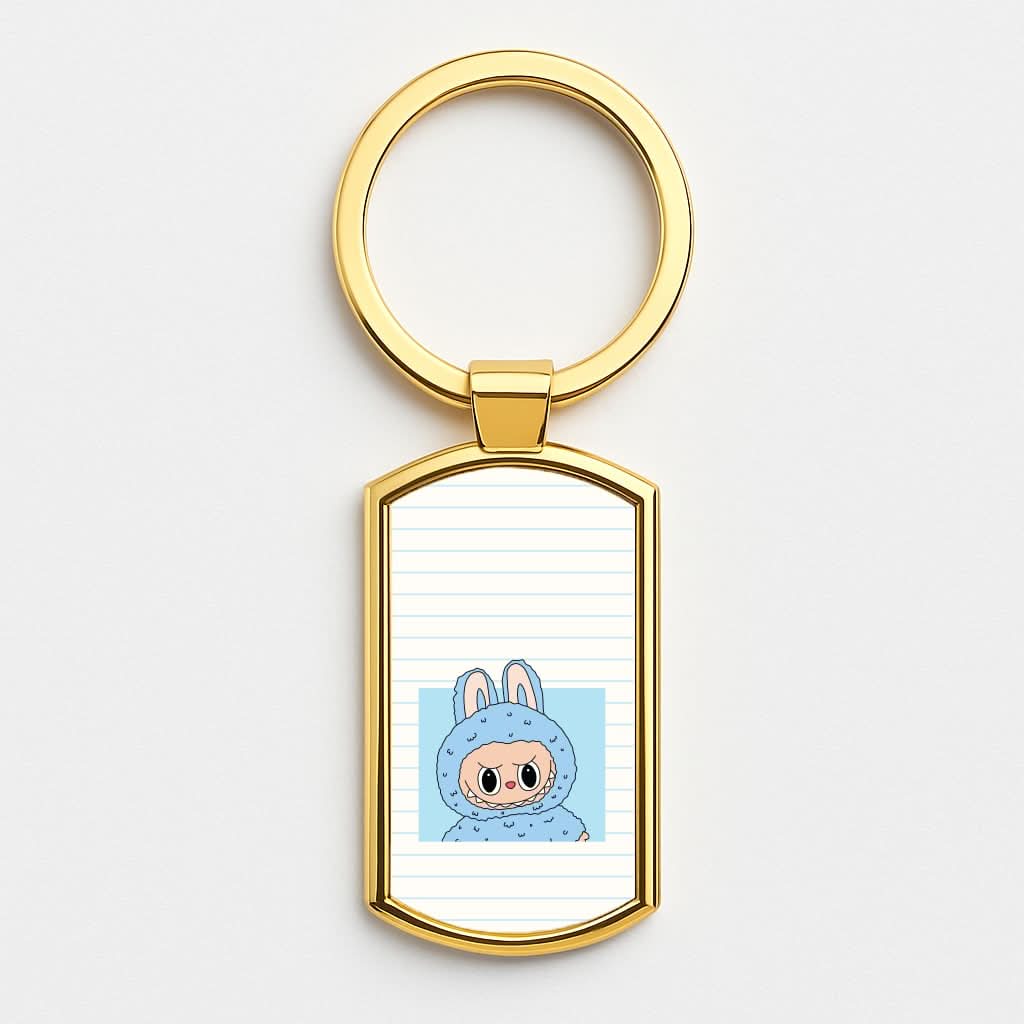 Cute Blue Notebook Monster Gold Keyring