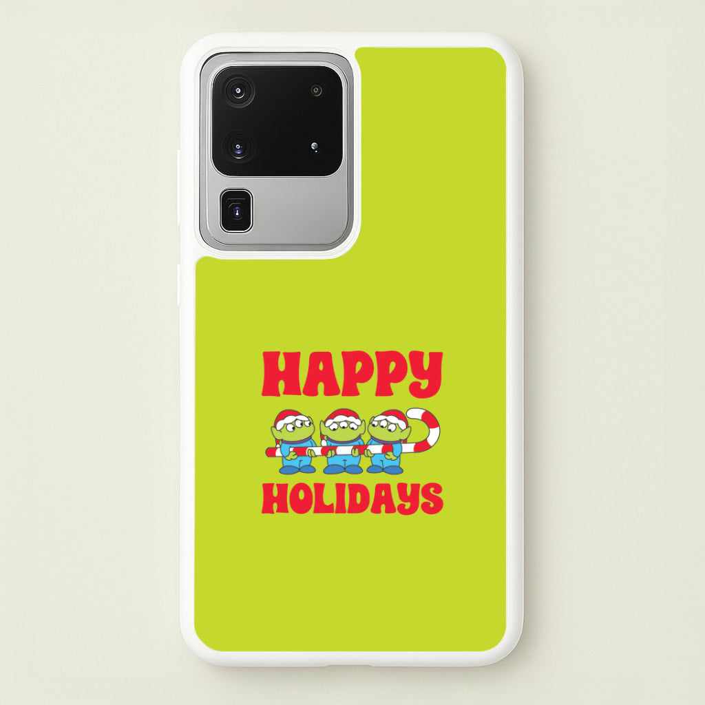 Happy Holidays Cute Green Aliens Galaxy S20 Ultra Case