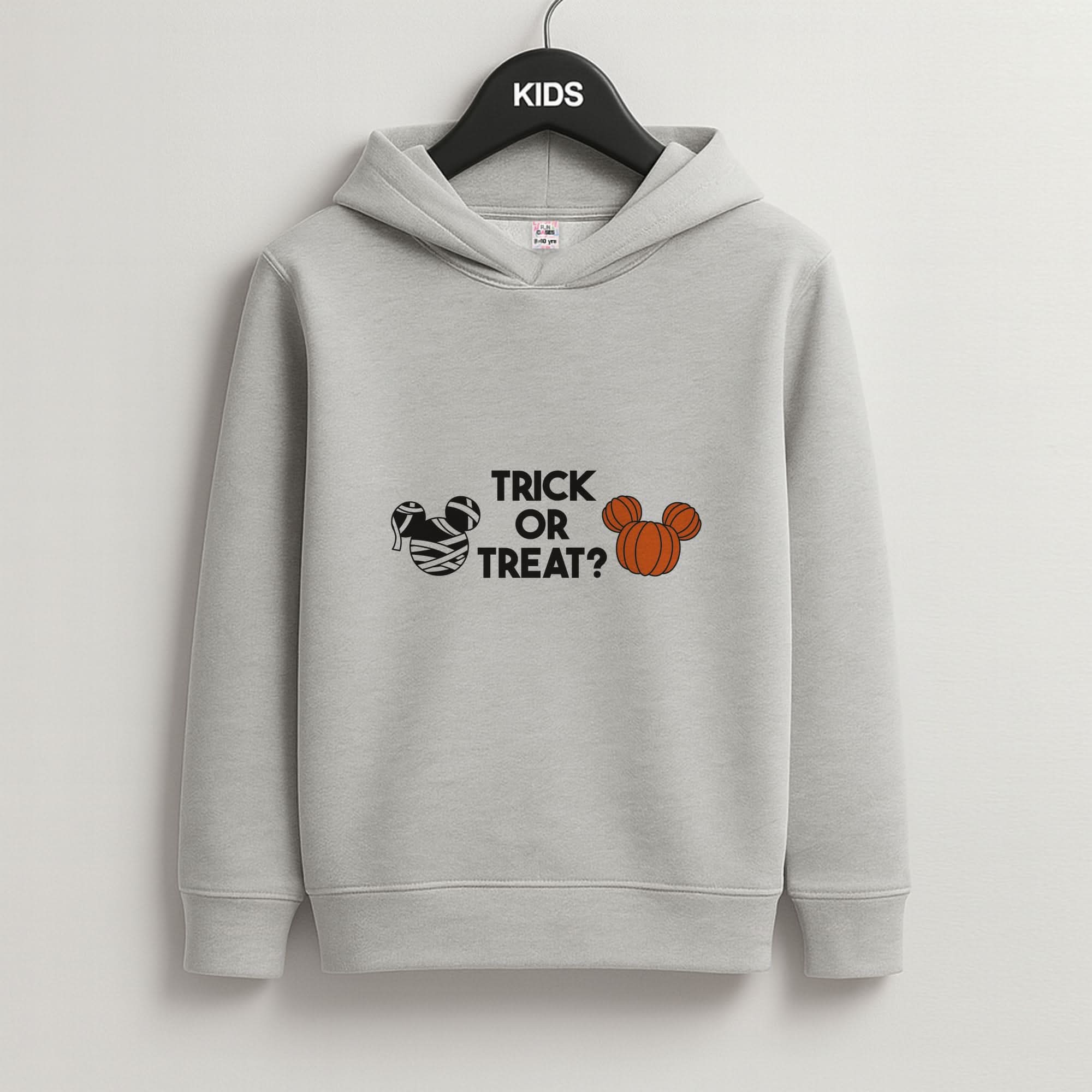 Trick Or Treat Mouse Grey Kids Hoodie