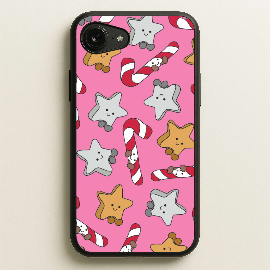 Pink Christmas Plushies Pattern iPhone 16e Case