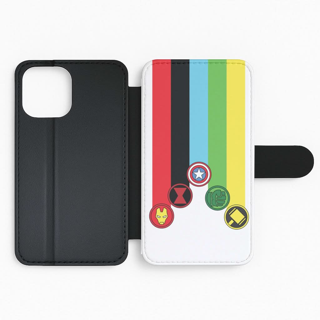 Superhero Team Colourful Symbols Flip Phone Case