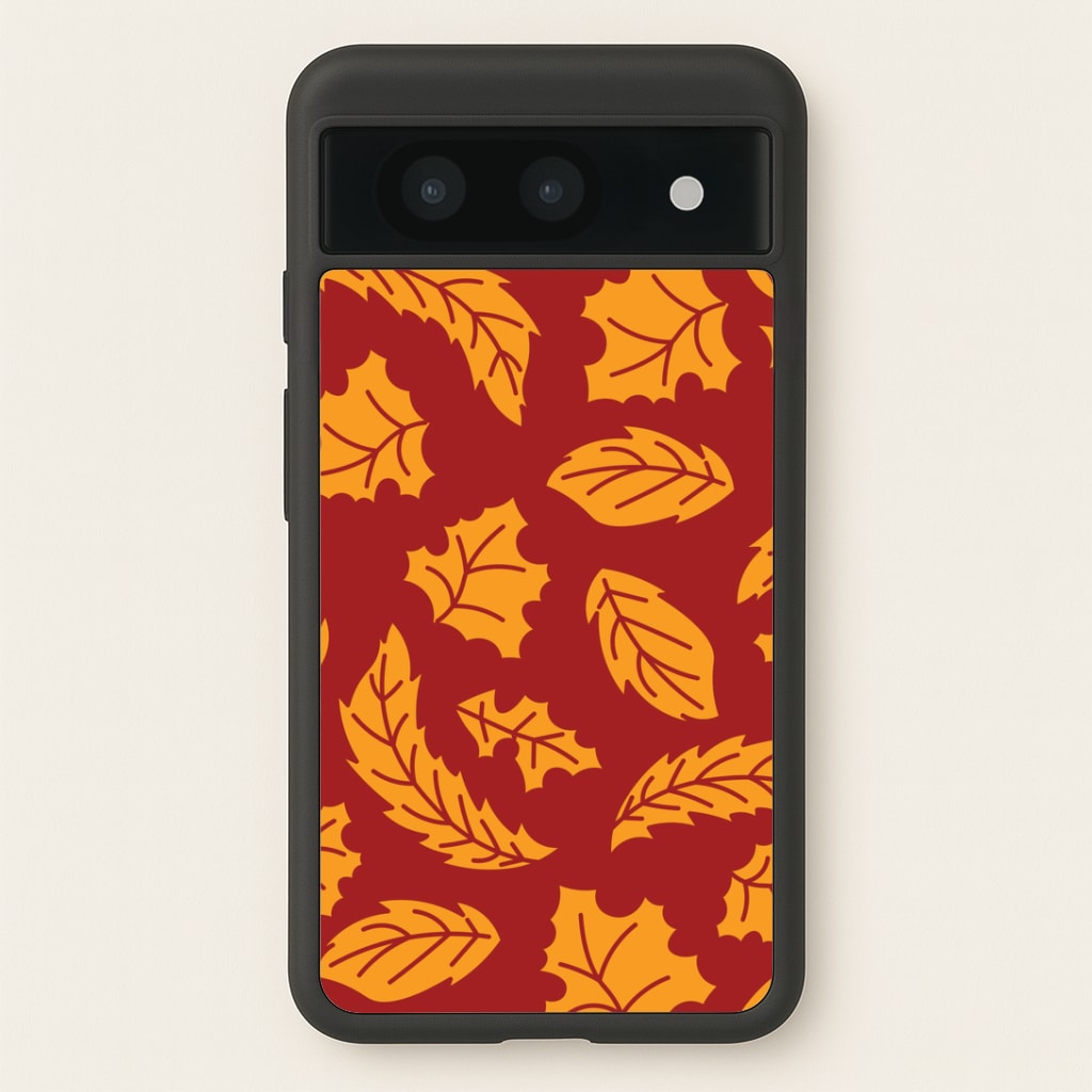 Orange Leaves Pattern Google Pixel 8a Case