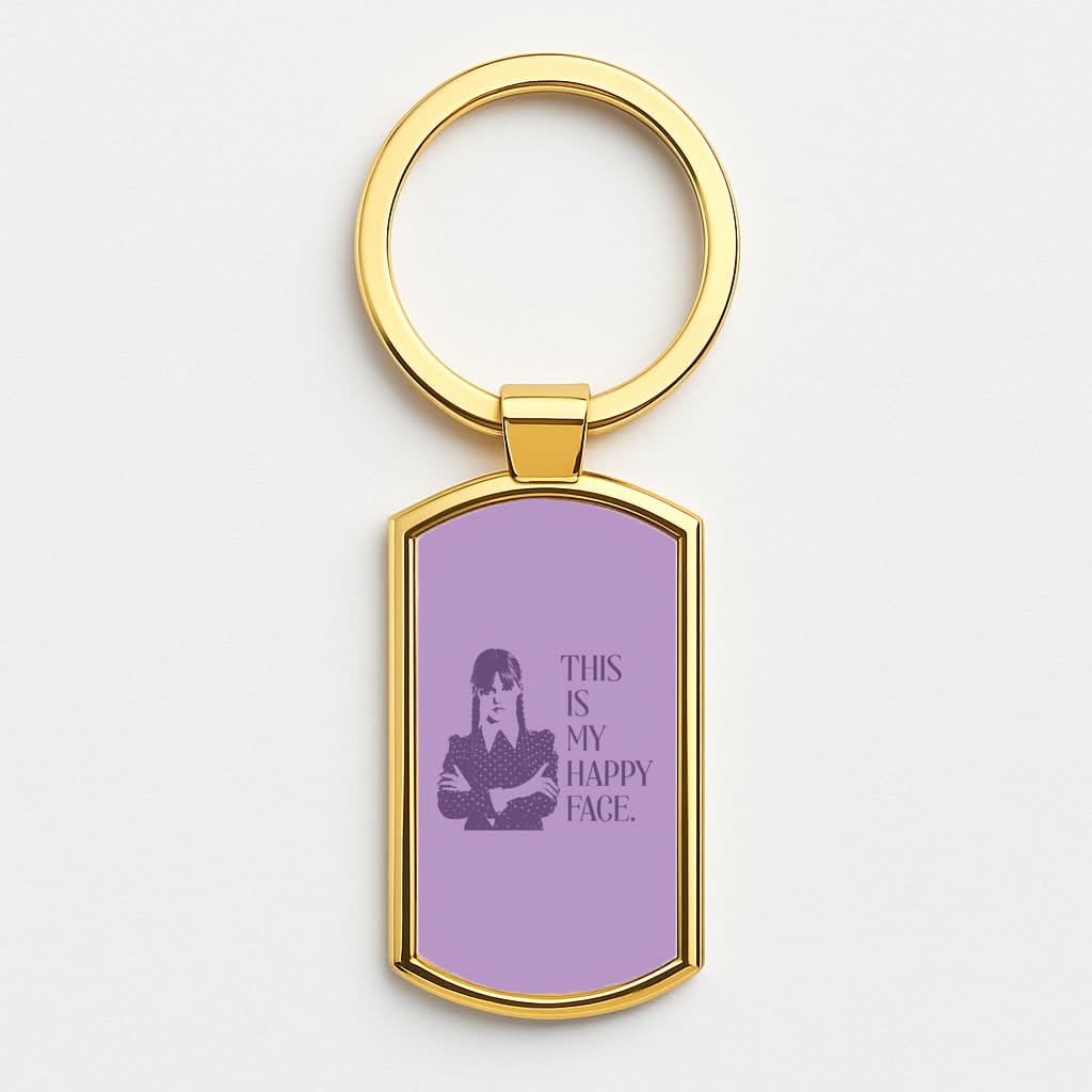 This Is My Happy Face Gold Keyring