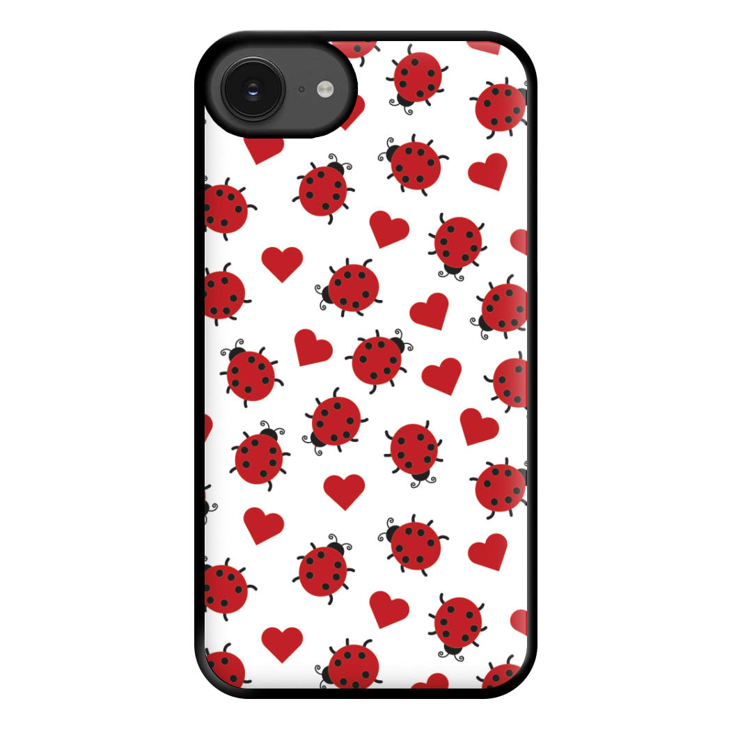 Ladybugs And Hearts Pattern iPhone 16e Case