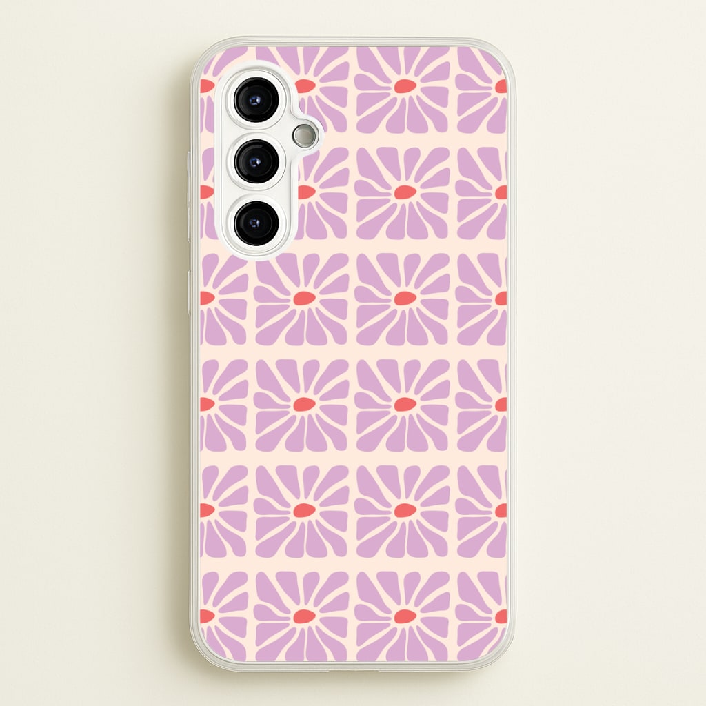 Square Abstract Flowers Mauve Galaxy A54 Case