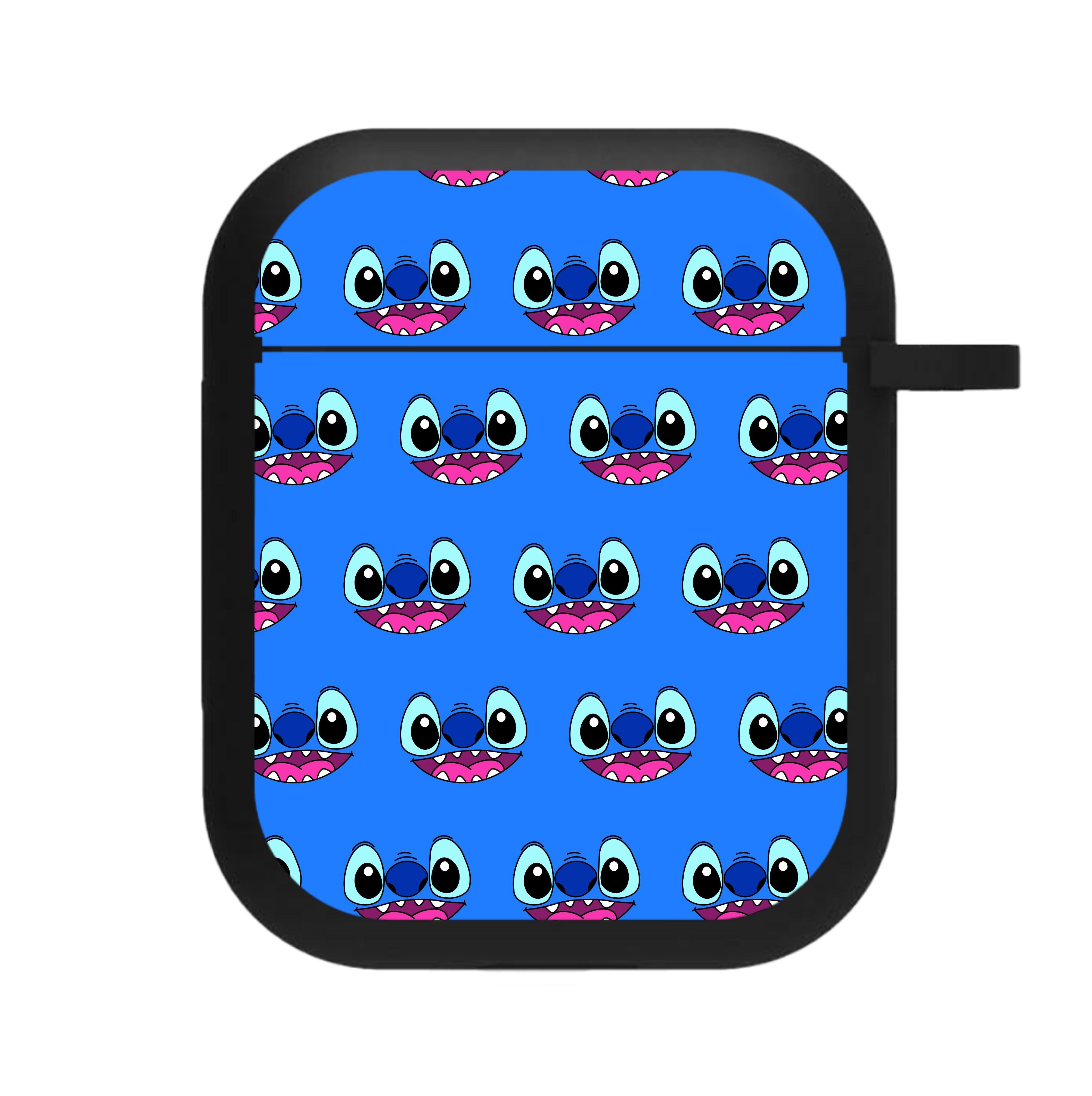 Blue Alien Face Pattern AirPods Case