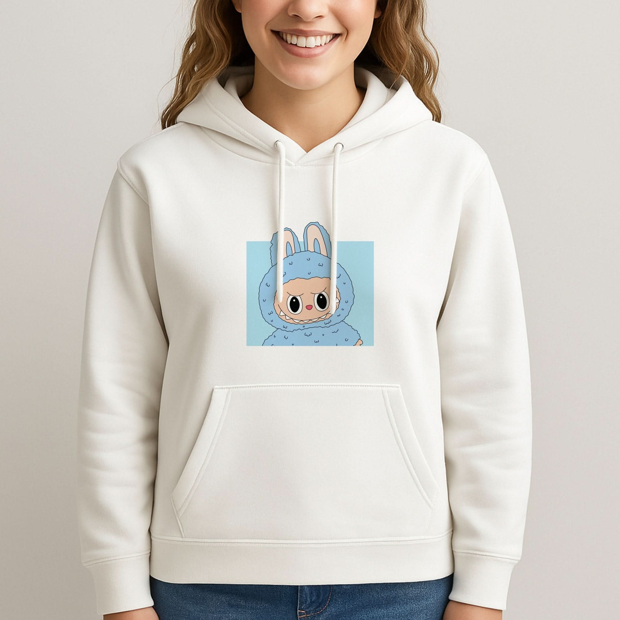 Cute Blue Notebook Monster Womans Hooded Sweatshirt