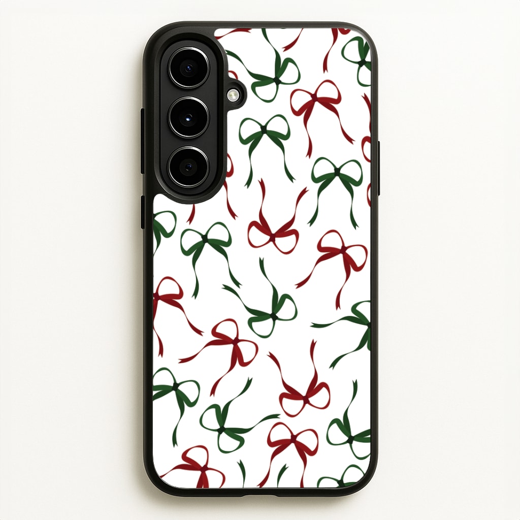 Red And Green Coquette Christmas Bows Pattern Galaxy A56 Case