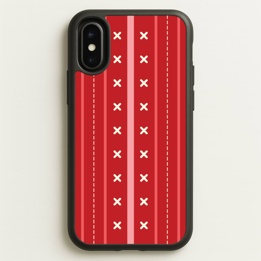 Stripes And Stitches Red Christmas Pattern iPhone X / XS Case