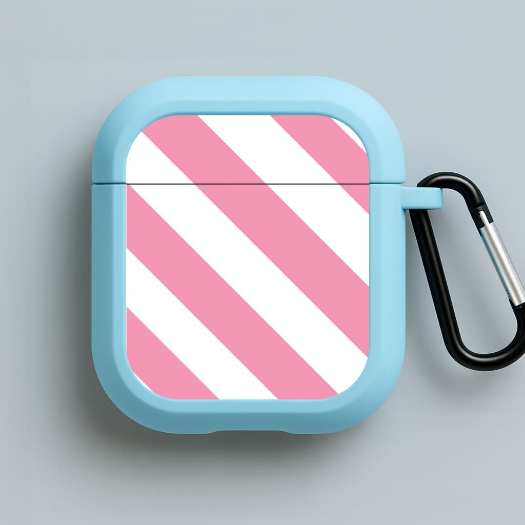 Candy Cane Stripes Blue AirPods Case