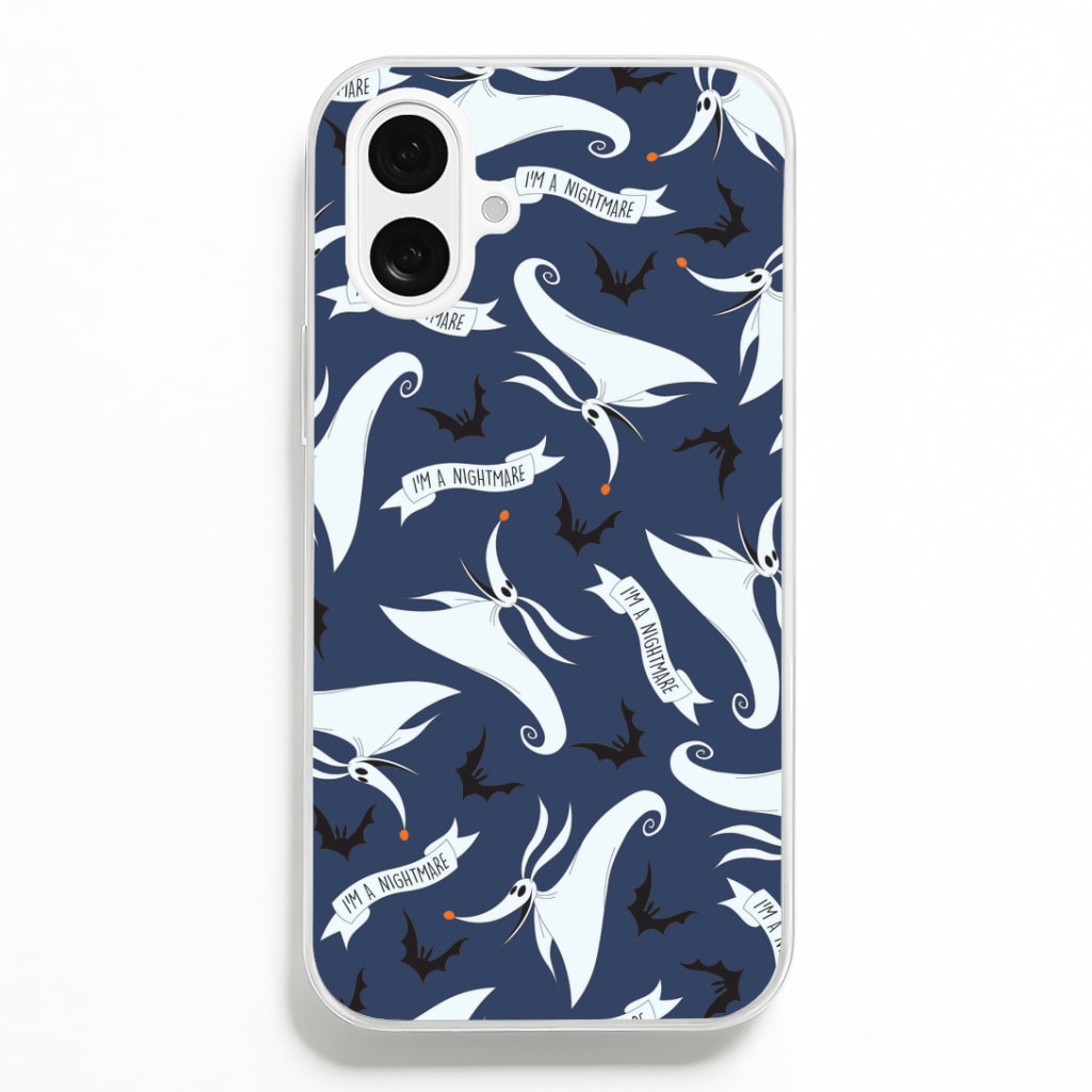 Skeleton Dog And Bats Pattern iPhone 16 Plus Case