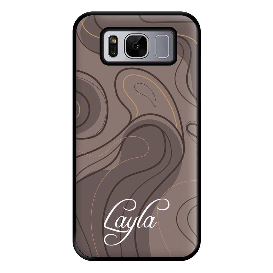 Brown Marble Waves Personalised Name Galaxy S8 Case