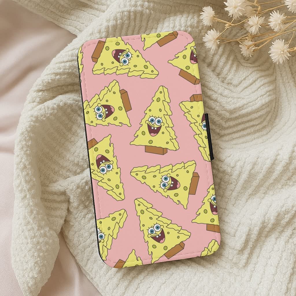 Christmas Tree Cartoon Sponge Pattern Leather Phone Case